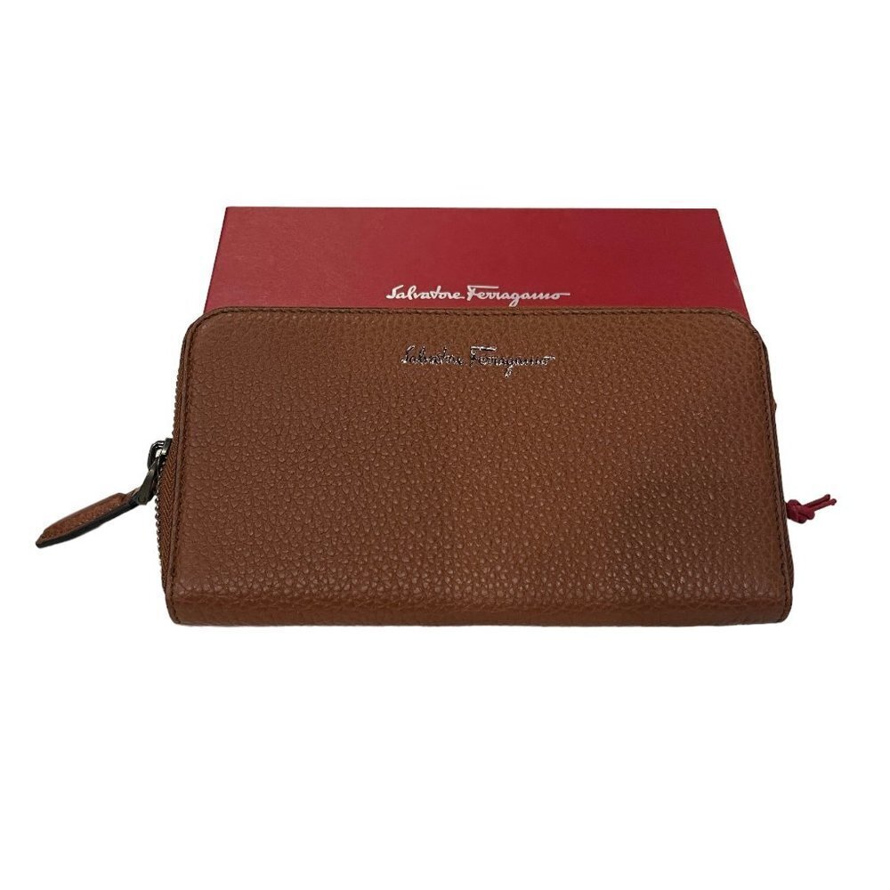Ferragamo 66-0907/02 Men's Brown/Blue Leather Continental‎ Travel Wallet - Picture 9 of 12